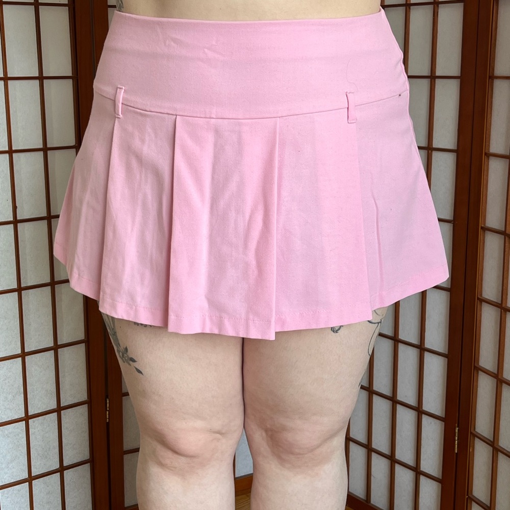 Pink Pleated Mini Skirt